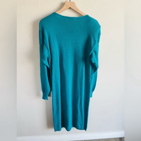 Vintage Christina Grant Floral Beaded Angora Blend Sweater Dress Size L - Picture 5 of 5